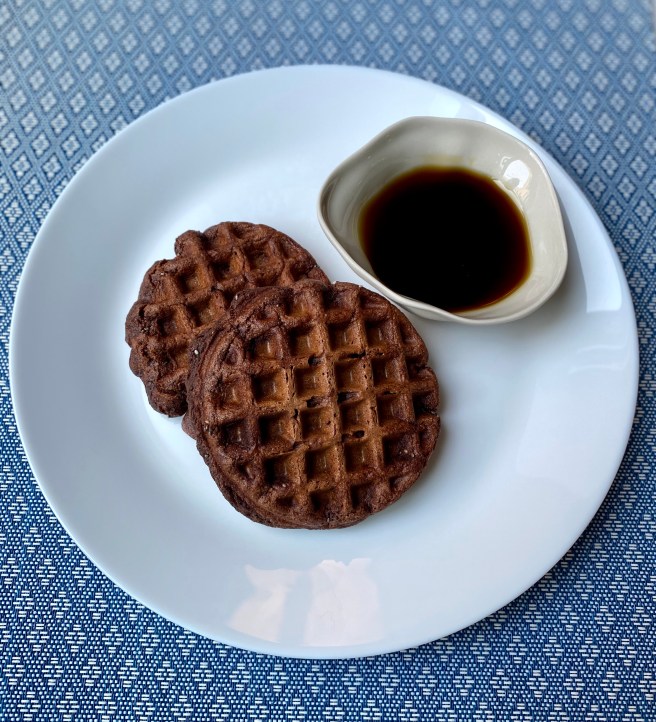 spelt-cocoa-chia seed waffles