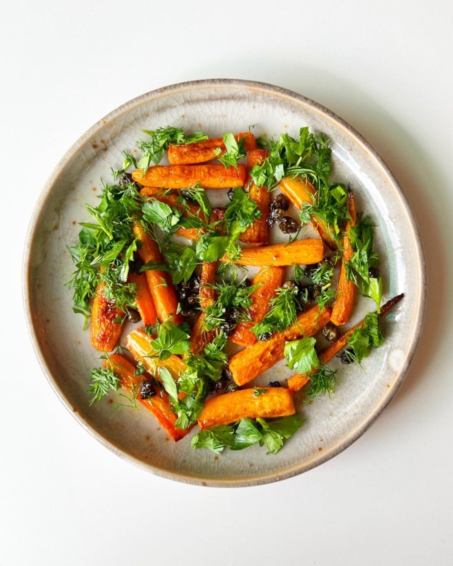 roasted carrots with capers and&nbsp;dill